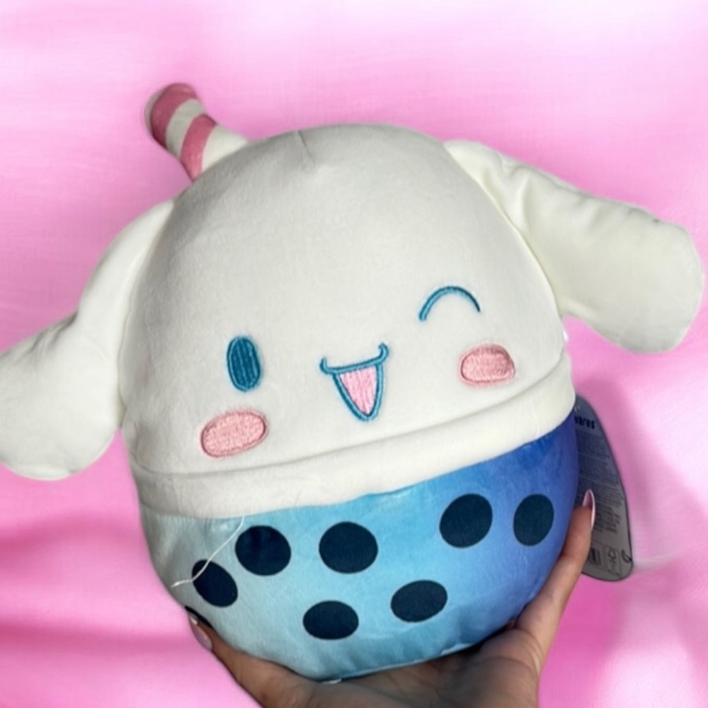 Squishmallows White Pink Blue Bubble Tea Plush